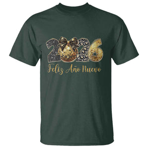 Spanish New Year 2026 T Shirt Feliz Ano Nuevo NYE Party Disco Ball TS11 Dark Forest Green Print Your Wear