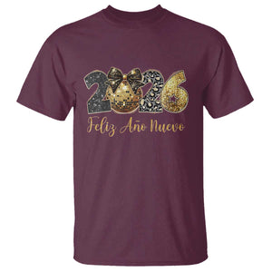 Spanish New Year 2026 T Shirt Feliz Ano Nuevo NYE Party Disco Ball TS11 Maroon Print Your Wear