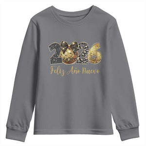 Spanish New Year 2026 Youth Sweatshirt Feliz Ano Nuevo NYE Party Disco Ball TS11 Charcoal Print Your Wear