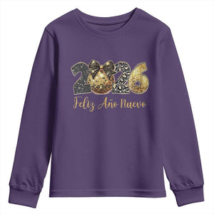 Spanish New Year 2026 Youth Sweatshirt Feliz Ano Nuevo NYE Party Disco Ball TS11 Purple Print Your Wear