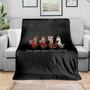 Funny Chinese New Year 2026 Throw Blanket New Year Same Silly Horse TS11 Print Your Wear