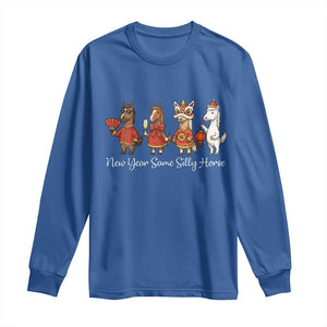 Funny Chinese New Year 2026 Long Sleeve Shirt New Year Same Silly Horse TS11 Royal Blue Print Your Wear