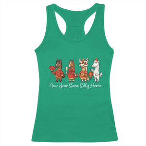 Funny Chinese New Year 2026 Racerback Tank Top New Year Same Silly Horse TS11 Irish Green Print Your Wear
