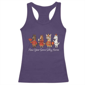 Funny Chinese New Year 2026 Racerback Tank Top New Year Same Silly Horse TS11 Purple Print Your Wear