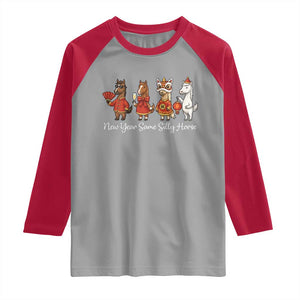 Funny Chinese New Year 2026 Raglan Shirt New Year Same Silly Horse TS11 Sport Gray Red Print Your Wear