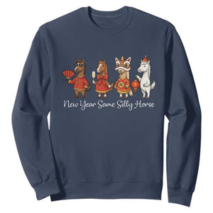 Funny Chinese New Year 2026 Sweatshirt New Year Same Silly Horse TS11 Navy Print Your Wear
