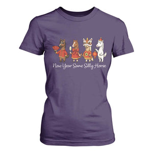 Funny Chinese New Year 2026 T Shirt For Women New Year Same Silly Horse TS11 Purple Print Your Wear