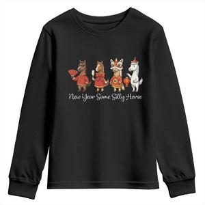 Funny Chinese New Year 2026 Youth Sweatshirt New Year Same Silly Horse TS11 Black Print Your Wear