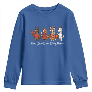 Funny Chinese New Year 2026 Youth Sweatshirt New Year Same Silly Horse TS11 Royal Blue Print Your Wear