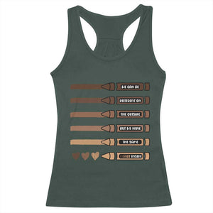 Melanin Black Teacher Racerback Tank Top We Can Be Different On The Outside But We Have The Same Heart Inside TS11 Dark Forest Green Print Your Wear