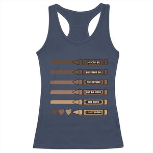 Melanin Black Teacher Racerback Tank Top We Can Be Different On The Outside But We Have The Same Heart Inside TS11 Navy Print Your Wear