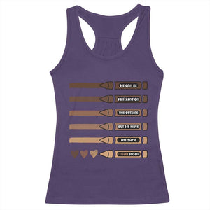 Melanin Black Teacher Racerback Tank Top We Can Be Different On The Outside But We Have The Same Heart Inside TS11 Purple Print Your Wear