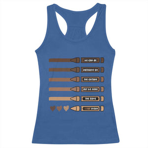 Melanin Black Teacher Racerback Tank Top We Can Be Different On The Outside But We Have The Same Heart Inside TS11 Royal Blue Print Your Wear