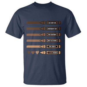 Melanin Black Teacher T Shirt We Can Be Different On The Outside But We Have The Same Heart Inside TS11 Navy Print Your Wear