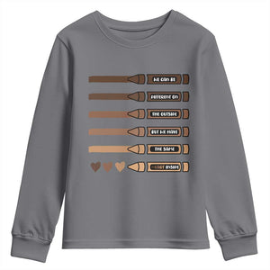 Melanin Black Teacher Youth Sweatshirt We Can Be Different On The Outside But We Have The Same Heart Inside TS11 Charcoal Print Your Wear
