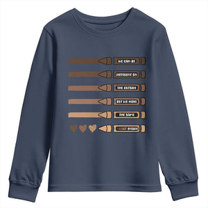 Melanin Black Teacher Youth Sweatshirt We Can Be Different On The Outside But We Have The Same Heart Inside TS11 Navy Print Your Wear