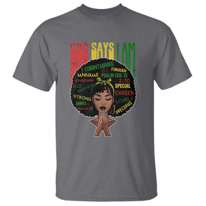Proud Black African American T Shirt God Says I Am Black History Month Afro Girl TS11 Charcoal Print Your Wear