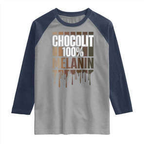 Funny Chocolit 100% Raglan Shirt African American Melanin Black Pride TS11 Sport Gray Navy Print Your Wear