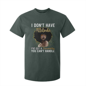 Proud Black African American T Shirt For Kid I Don't Have Attitude I've Got A Personality Glitter Print TS11 Dark Forest Green Print Your Wear