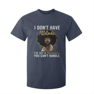 Proud Black African American T Shirt For Kid I Don't Have Attitude I've Got A Personality Glitter Print TS11 Navy Print Your Wear