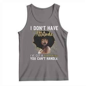 Proud Black African American Tank Top I Don't Have Attitude I've Got A Personality Glitter Print TS11 Deep Heather Print Your Wear