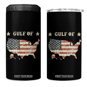 Trump 2025 Gulf Of USA American Flag 4 in 1 Can Cooler Tumbler TS11 One Size: 16 oz Black Print Your Wear