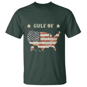 Trump 2025 Gulf Of USA American Flag T Shirt TS11 Dark Forest Green Print Your Wear
