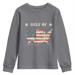 Trump 2025 Gulf Of USA American Flag Youth Sweatshirt TS11 Charcoal Print Your Wear