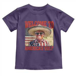 Funny Trump 2025 Welcome To America's Gulf Toddler T Shirt Vintage American Flag Sombrero Hat TS11 Purple Print Your Wear