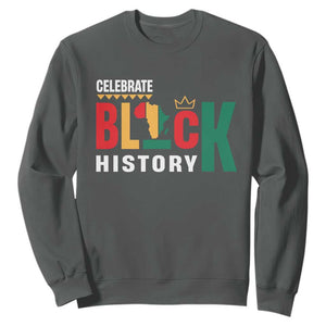 Celebrate Black History Sweatshirt African American History Africa Map TS11 Dark Heather Print Your Wear