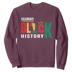 Celebrate Black History Sweatshirt African American History Africa Map TS11 Maroon Print Your Wear