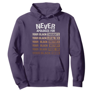 Never Apologize For Your Black Thoughts Loyalties Motives History Pride Or Skin Hoodie African American Black History Month TS11 Purple Print Your Wear