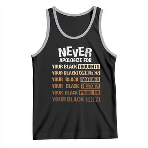 Never Apologize For Your Black Thoughts Loyalties Motives History Pride Or Skin Tank Top African American Black History Month TS11 Black Athletic Heather Print Your Wear
