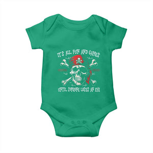 Funny Pirate Baby Onesie Its All Fun And Games Until Someone Loses An Eye TS11 Irish Green Print Your Wear