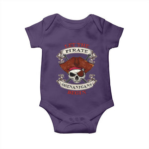 Let The Pirate Shenanigans Begin Baby Onesie Funny Crossbones Freebooter TS11 Purple Print Your Wear