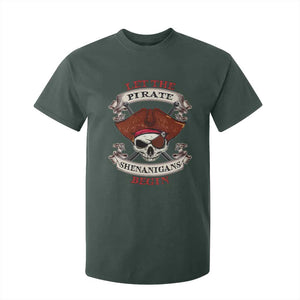 Let The Pirate Shenanigans Begin T Shirt For Kid Funny Crossbones Freebooter TS11 Dark Forest Green Print Your Wear