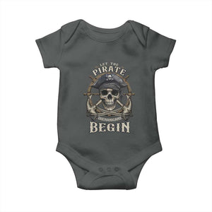 Funny Let The Pirate Shenanigans Begin Baby Onesie Vintage Captain Crossbones Freebooter TS11 Dark Heather Print Your Wear
