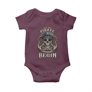 Funny Let The Pirate Shenanigans Begin Baby Onesie Vintage Captain Crossbones Freebooter TS11 Maroon Print Your Wear