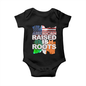 Irish American Baby Onesie American Raised Irish Roots St Patrick's Day TS11 Black Print Your Wear