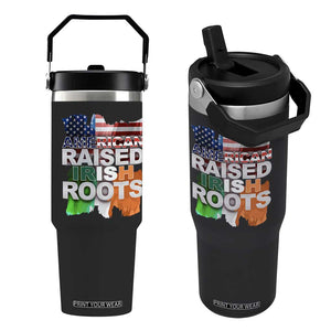 Irish American Flip Straw Tumbler American Raised Irish Roots St Patrick's Day TS11 One Size: 30 oz Black Print Your Wear