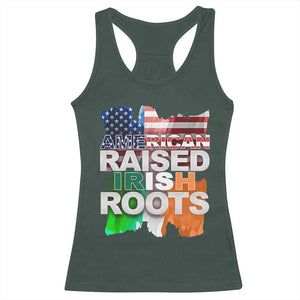 Irish American Racerback Tank Top American Raised Irish Roots St Patrick's Day TS11 Dark Forest Green Print Your Wear
