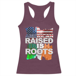 Irish American Racerback Tank Top American Raised Irish Roots St Patrick's Day TS11 Maroon Print Your Wear