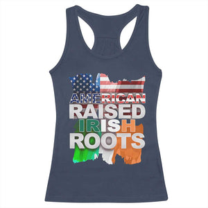Irish American Racerback Tank Top American Raised Irish Roots St Patrick's Day TS11 Navy Print Your Wear