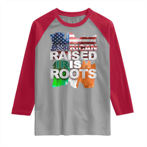 Irish American Raglan Shirt American Raised Irish Roots St Patrick's Day TS11 Sport Gray Red Print Your Wear
