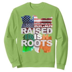 Irish American Sweatshirt American Raised Irish Roots St Patrick's Day TS11 Lime Print Your Wear