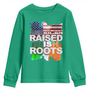 Irish American Youth Sweatshirt American Raised Irish Roots St Patrick's Day TS11 Irish Green Print Your Wear