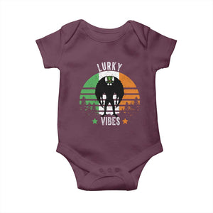 Funny St Patrick's Day Mothman Baby Onesie Lurky Vibes Shamrock Retro Ireland Flag TS11 Maroon Print Your Wear
