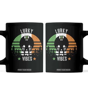 Funny St Patrick's Day Mothman Coffee Mug Lurky Vibes Shamrock Retro Ireland Flag TS11 Black Print Your Wear