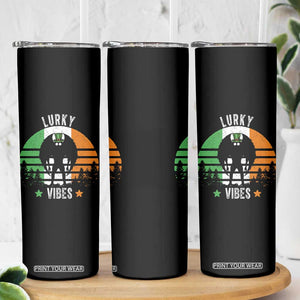 Funny St Patrick's Day Mothman Skinny Tumbler Lurky Vibes Shamrock Retro Ireland Flag TS11 Print Your Wear