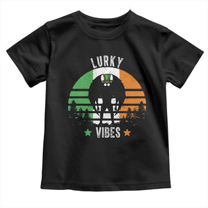 Funny St Patrick's Day Mothman Toddler T Shirt Lurky Vibes Shamrock Retro Ireland Flag TS11 Black Print Your Wear